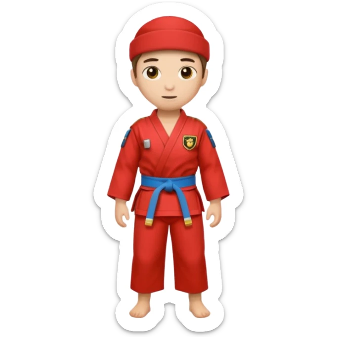 🥋 emojiyi kıyafeti ve kuşağı kırmızi renk yap sticker