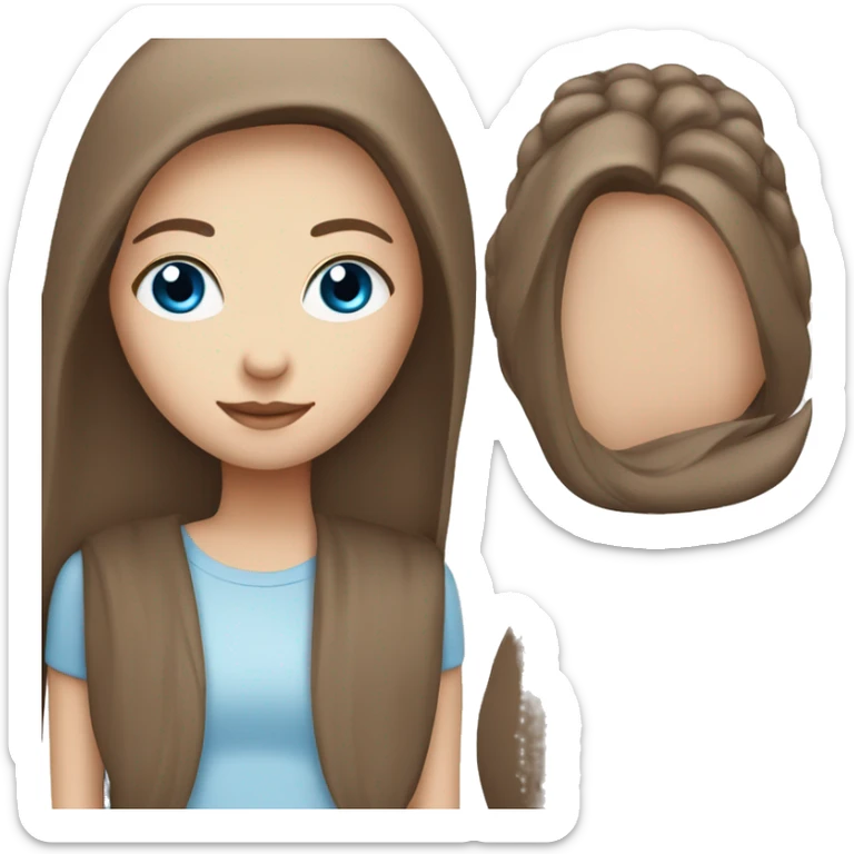 White girl with long straight brown hair and blue eyes  sticker