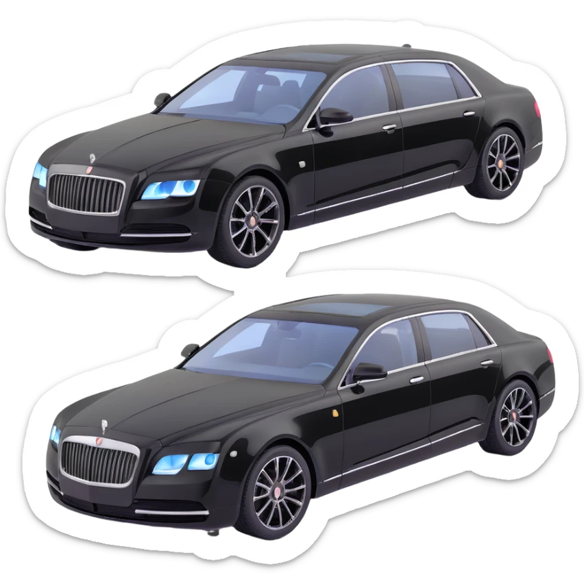 Add a transparent film next to the black luxury car, clearly separated and visible, as if ready to be applied, keep the elegant 3D style sticker