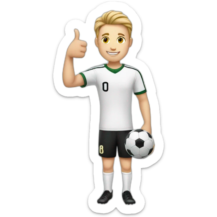 young white man in his 20s giving a thumbs up and related to soccer sticker