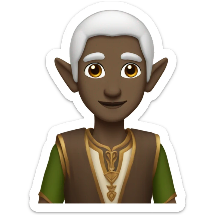 indian elf with dark brown skin lord of the rings style make him bald sticker
