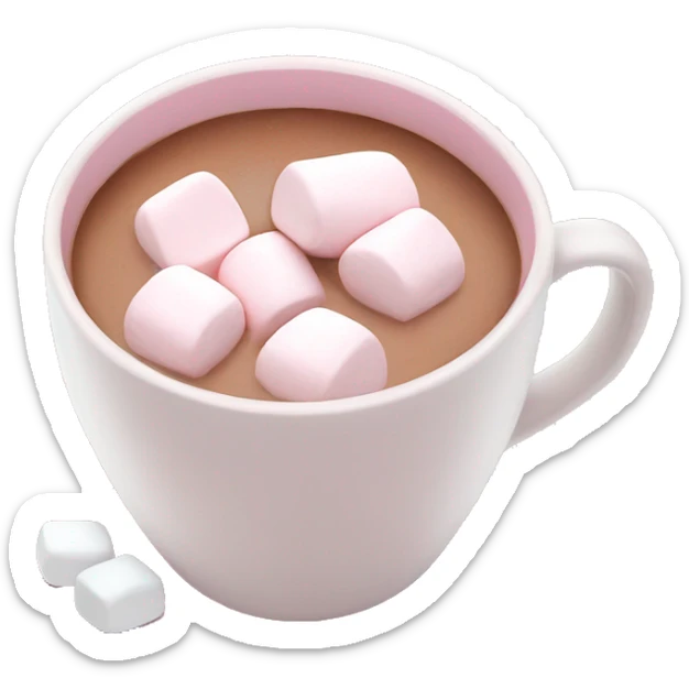 Light Pink mug of hot chocolate with marshmallows  sticker