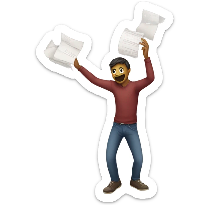 someone juggling paper sticker