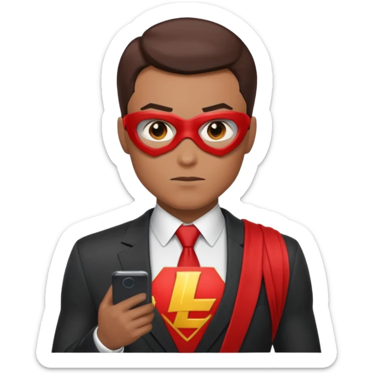 crea un super heroe cuyo don es leer rapido, en el pecho debe esta la L en mayuscual que es de lectura sticker