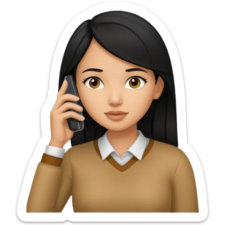 ligh skin black hair woman calling with her phone sticker