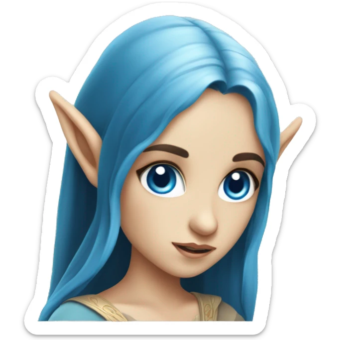 Lord of the rings beautiful elf girl with black hair and blue eyes sticker