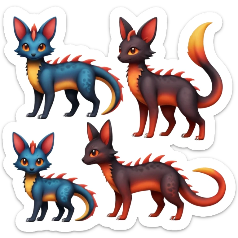 magma-gradients-colored Salandit-Umbreon-Flareon-Noibat-Serval-Hybrid (Full body) sticker