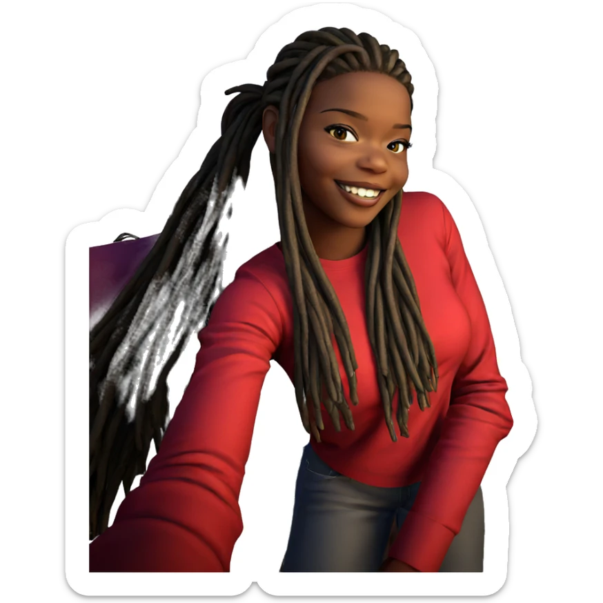 smiling girl with dreadlocks sticker