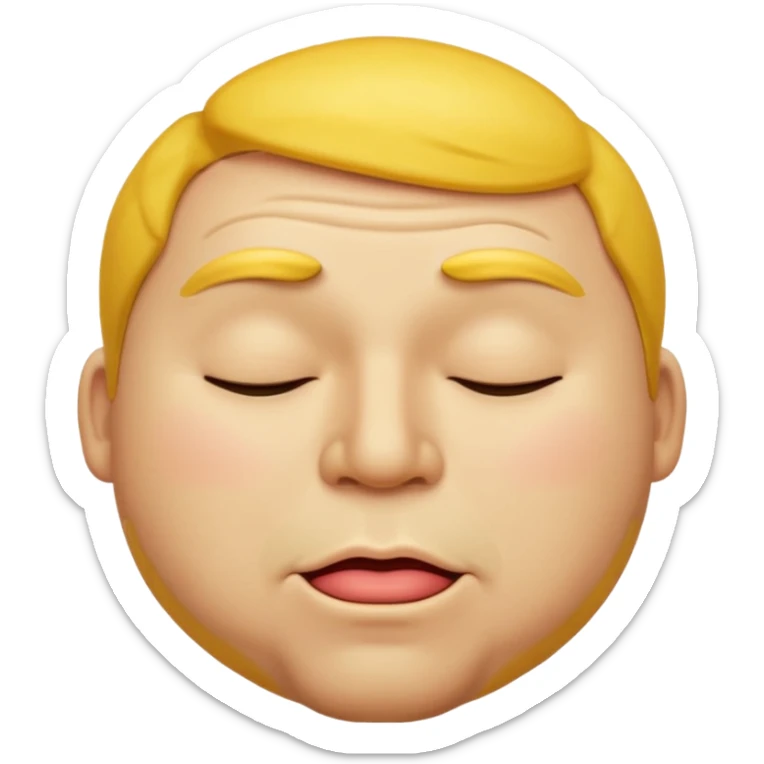A male emoji with big fat lips with it’s eyes closed not smiling with its mouth closed and it’s yellow sticker