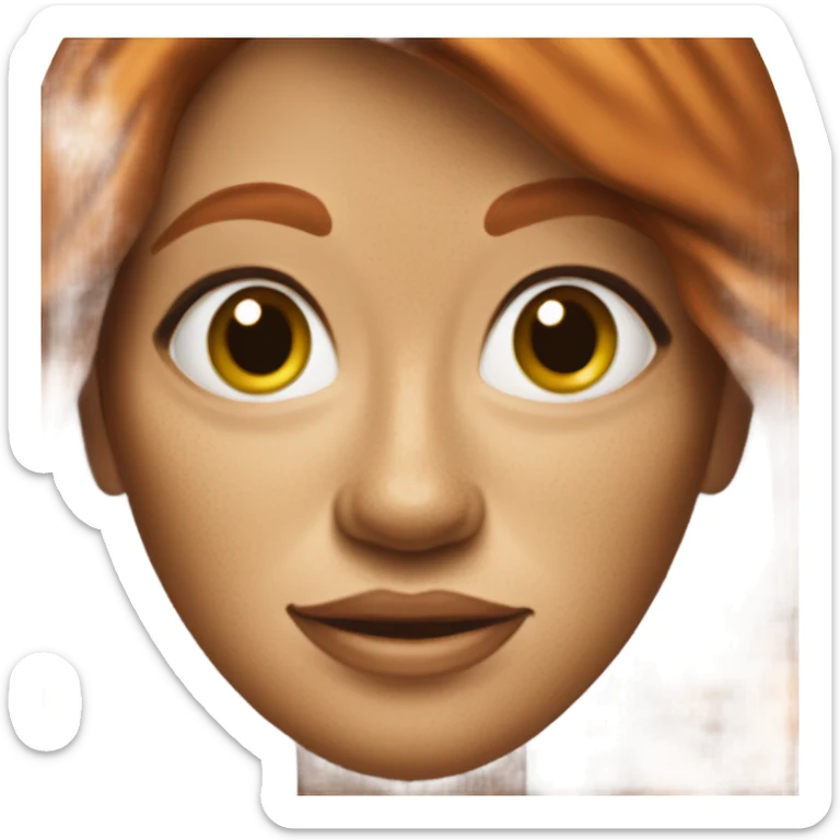 51 year old thin woman with natural red hair and freckles wearing a green top  sticker