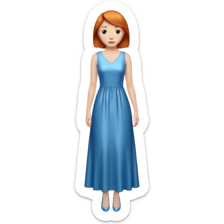 woman lshort ginger hair blue shiney long dress full body sticker