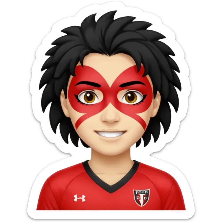 A black hair teen supporter with bold full-face paint, smiling with fierce team spirit. blonde hair sticker
