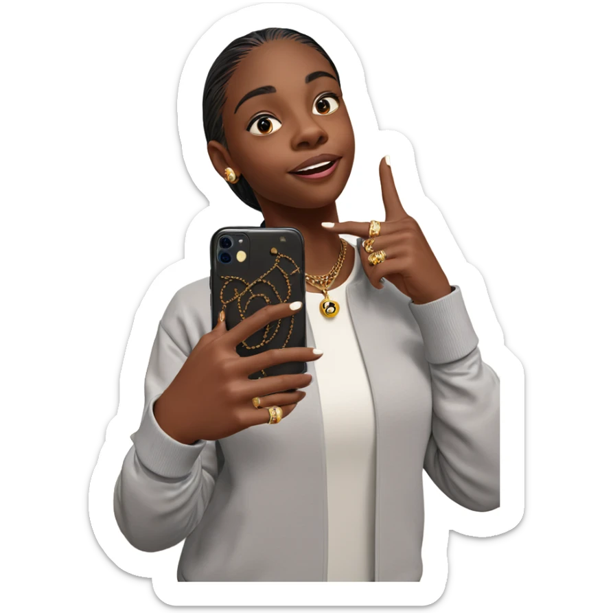 selfie with jewelry and phone sticker