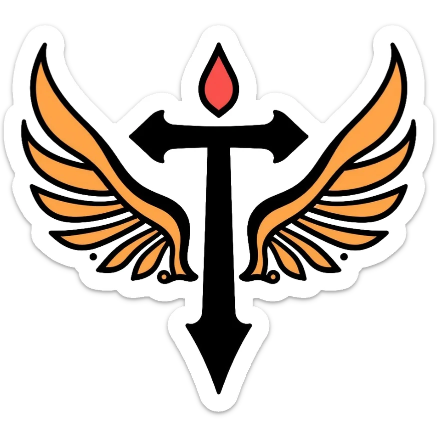 Faravahar Persian symbol, ancient Zoroastrian winged symbol sticker