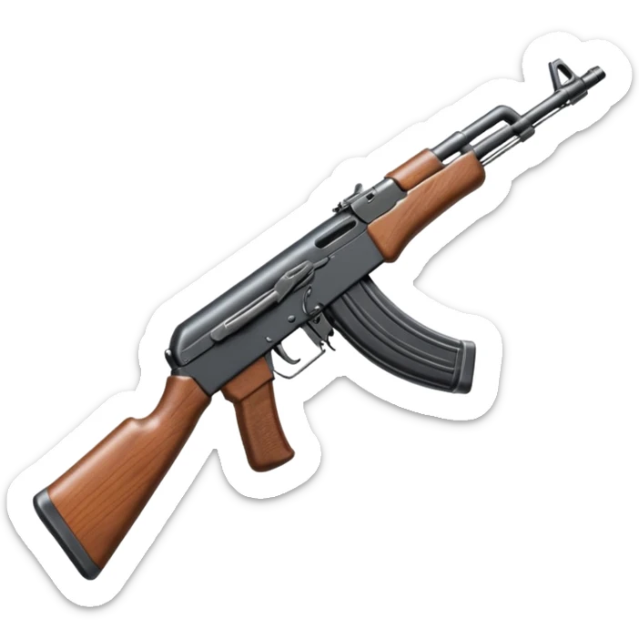 Ak 47 gun emoji in realestic and tilt it with some angle look more realestic like real gun sticker