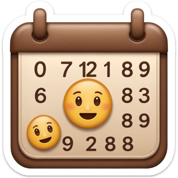 aesthetic cute emoji of a calendar icon with the brown color sticker
