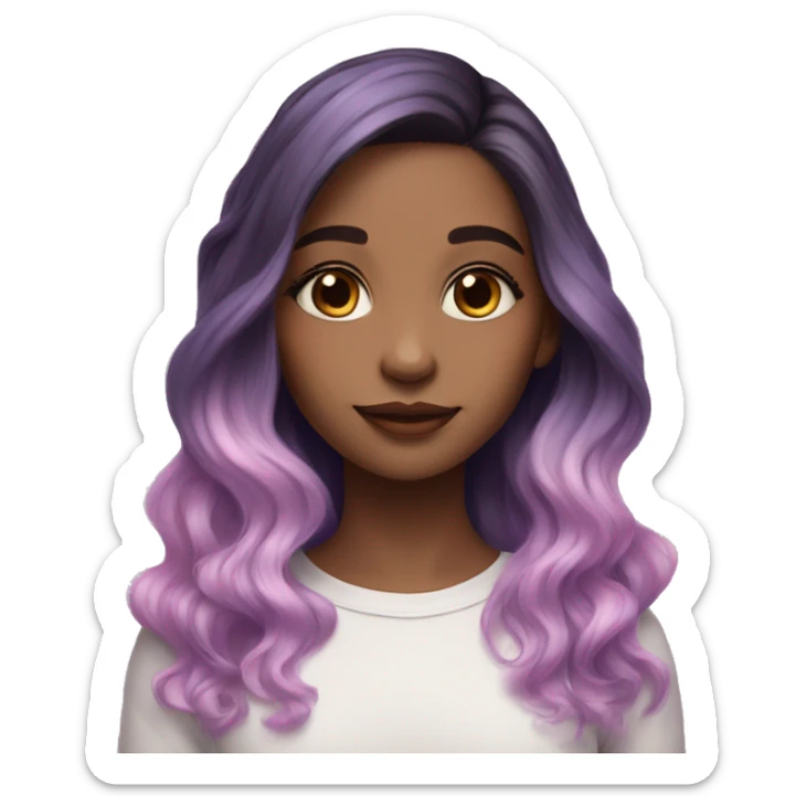 Girl w medium to fair skin with mid length lavender to pink ombre hair with brown eyes sticker