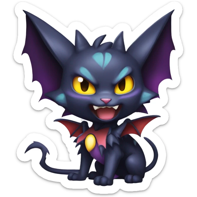 Cool Cute Edgy Chibi Bat-Cat-Noivern-Noibat-Litten-Pokémon-Fakémon-hybrid sticker