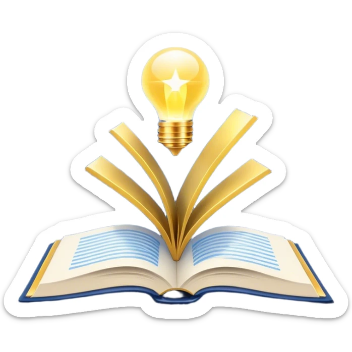 A navy blue productivity book with gold details, chart with upward trend aura, radiating productivity, strategy, and success in motion- sticker