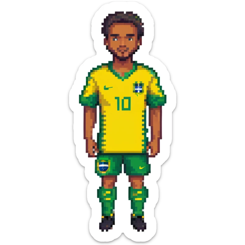 man wearing Brazilian soccer jersey, yellow and green colors sticker