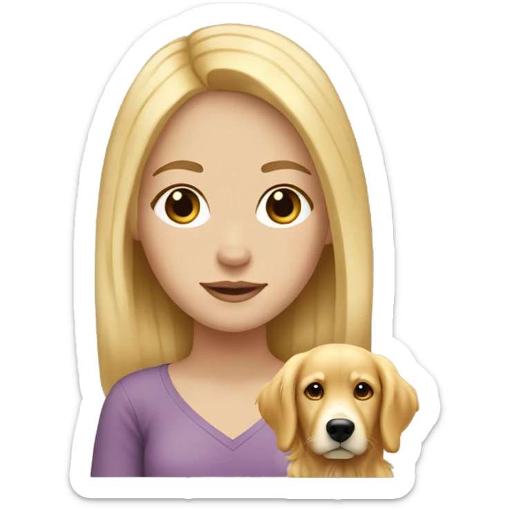 a white girl with blonde hair and a golden retriever  sticker