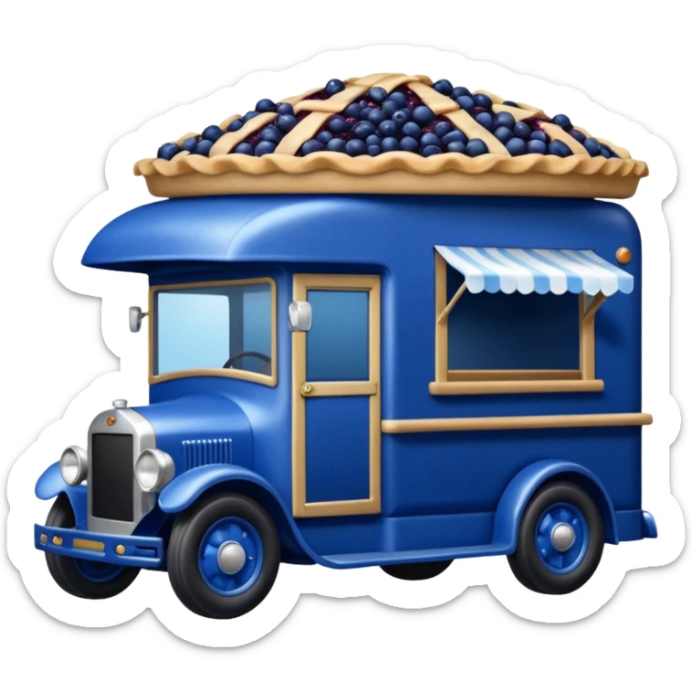 shiny crushed-dark-blue crystal body frozen blueberry pie 1912 antique long-wheelbase cab over durable trails low rider moving truck food truck  sticker