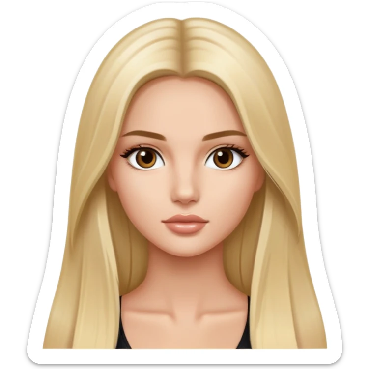 victoria’s secret model with long blonde straight hair, dark brown eyes, face oval shape sticker