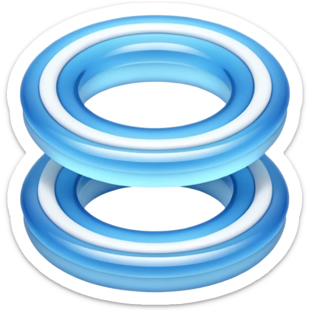 iOS-style 3D emoji: expanding ripple rings in mid-air, fading in color and opacity as they move outward from a small central source sticker