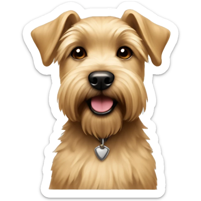 Tan Cairn and wheaten terrier girl puppy with one ear pointed up
 sticker