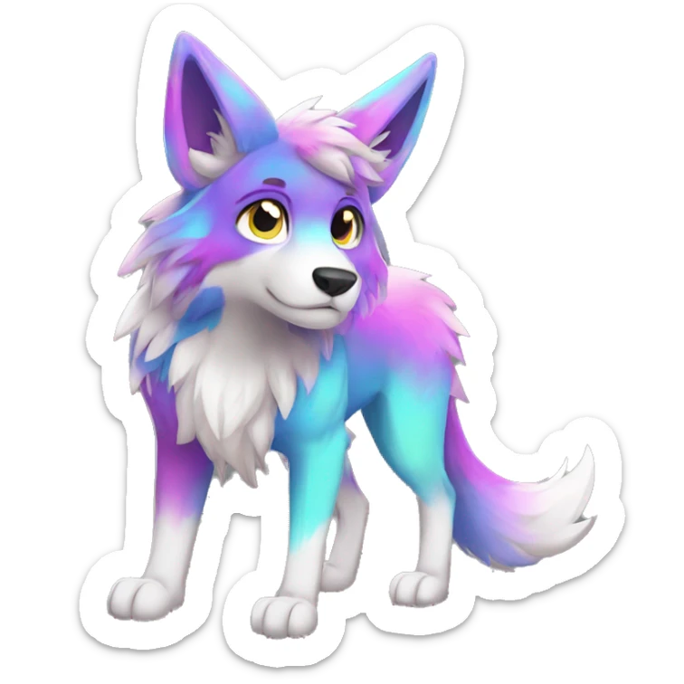 Colorful Shiny Fionbri-Falvie-sparkle-wolf-sona full body sticker