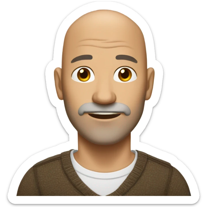 Middle aged man bald with prickly beard and prickles of hair brown eyes tan skin sticker
