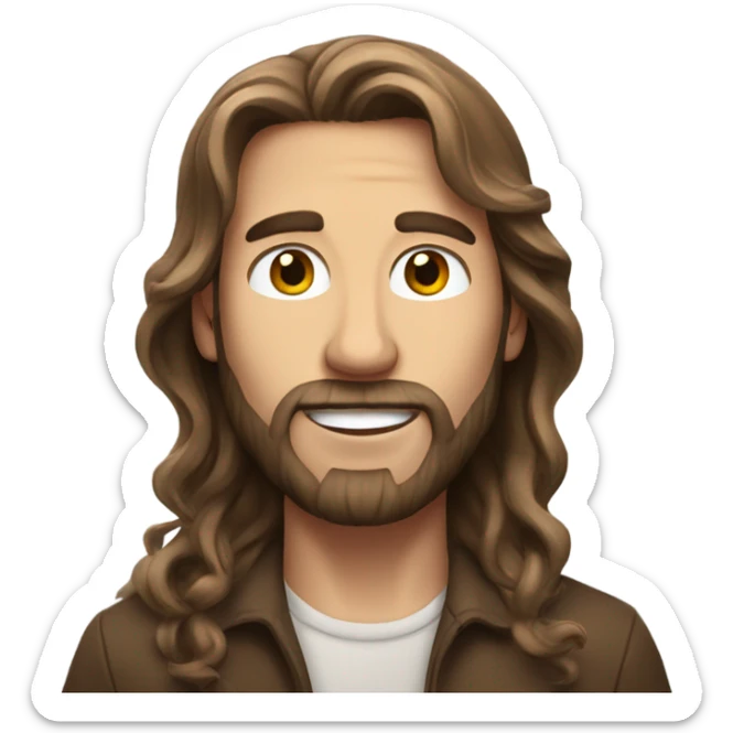 a white man with long brown hair who loves wood, beauty and freedom sticker