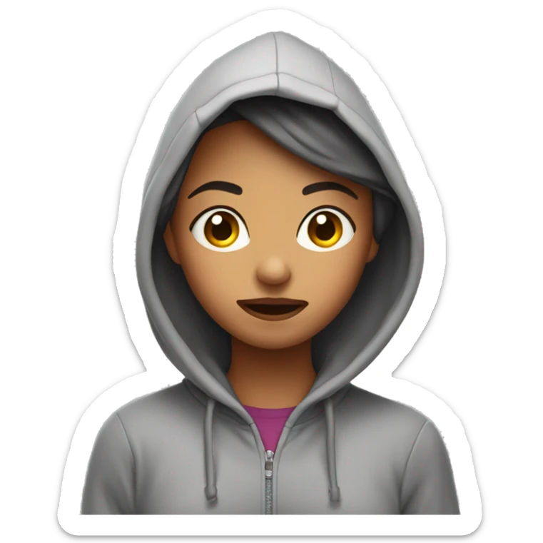 Teen girl in hoodie sticking tongue out sticker