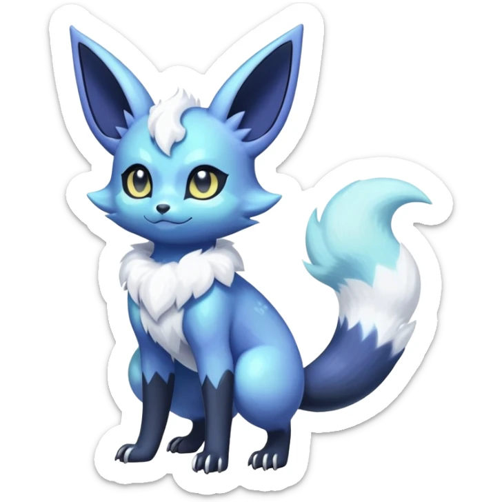 Shiny snow pastel Nebulae Noibat-Meowstic-Umbreon-Fakémon-hybrid-creature (full body)  sticker