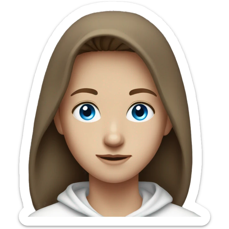 Brown hair blue eyes teenager in a white hoodie sticker