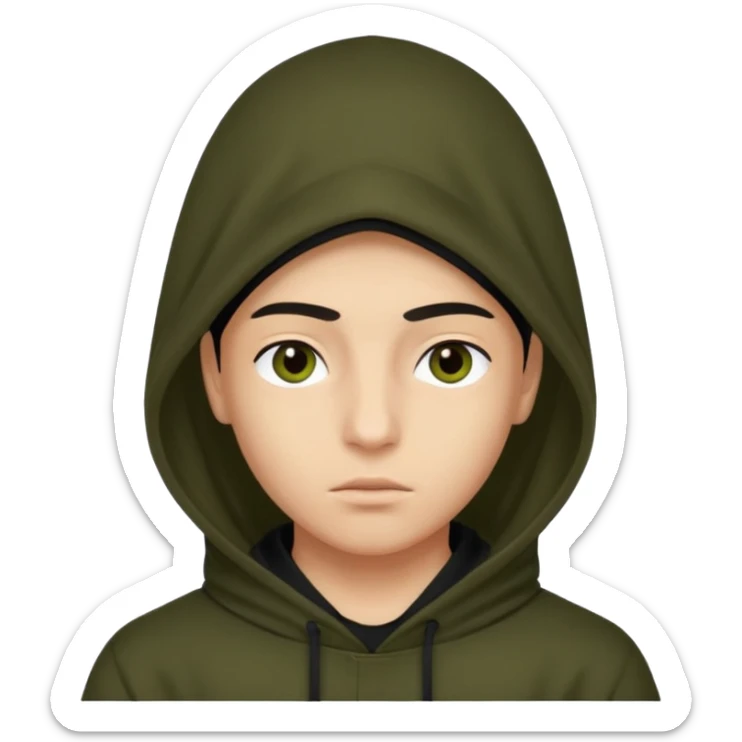 Un joven con una capucha negra que solo le deje ver los ojos y cejas sticker