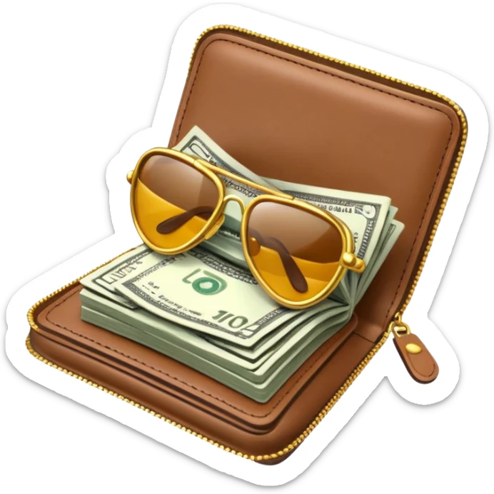 Aviator money emoji, wallet full of cash, casino vibe, premium 3D emoji style, clean, no background
 sticker