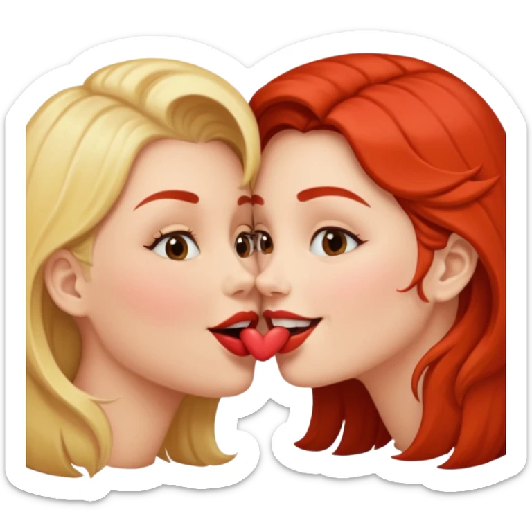 woman kissing another woman on the mouth sticker