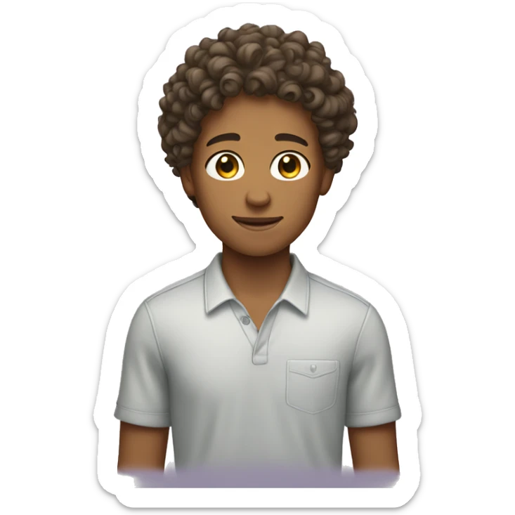 teenage with curly hair and tan skin is a male sticker