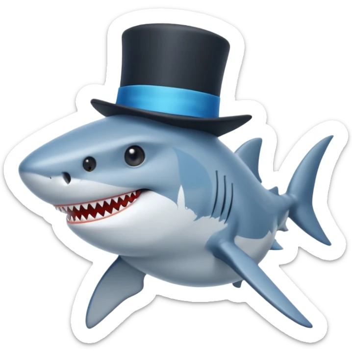 Shark with a top hat sticker