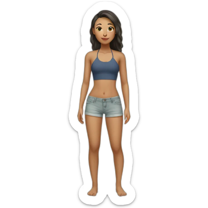 full body tall slim blasian girl beach no hair sticker
