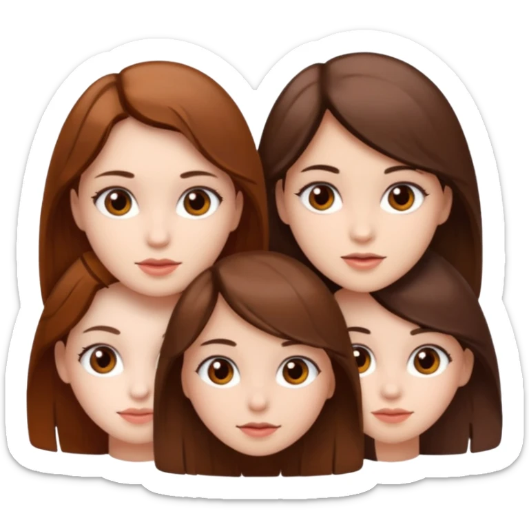 Three girls white skin brown eyes and brown hair  sticker