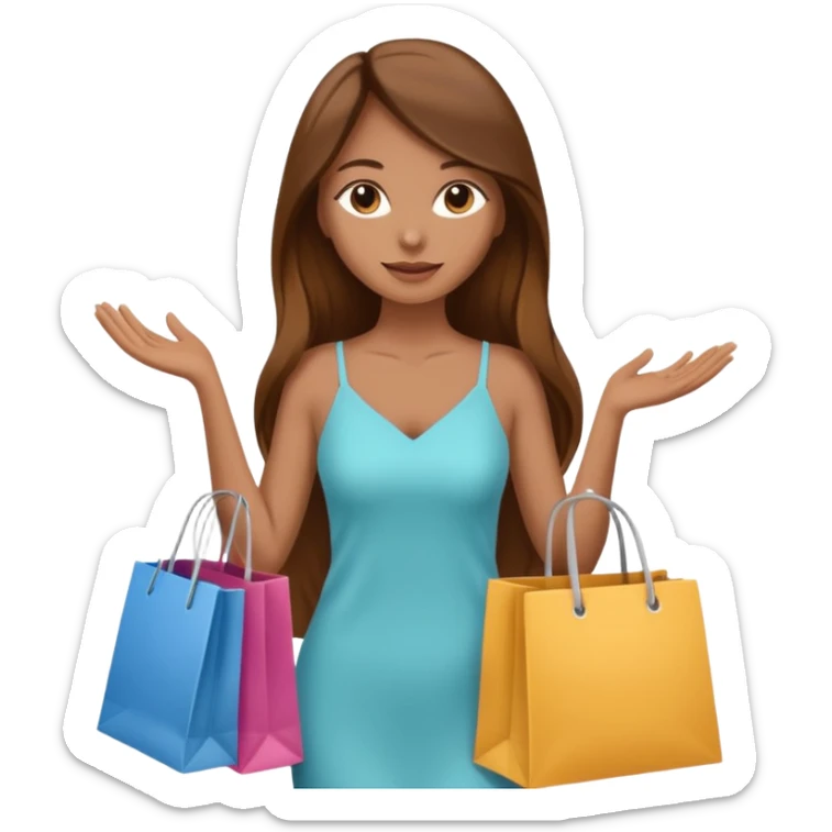 woman with brown long hair buys clothes in a store, shopping vibe sticker