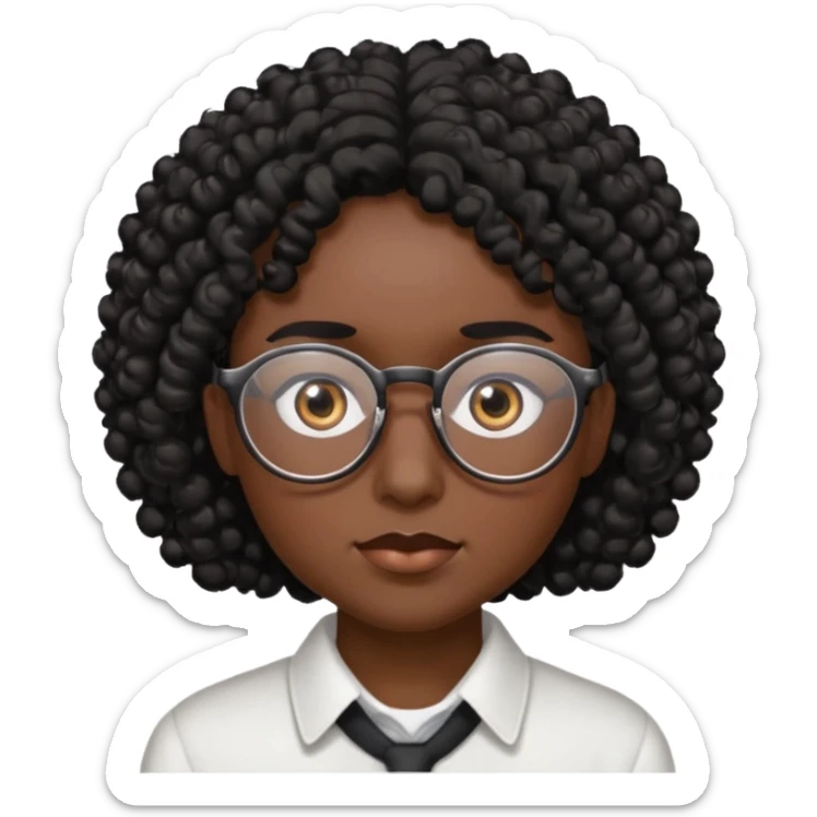 Visage avec les cheveux bouclés noir et des lunettes et des yeux zoomer sticker