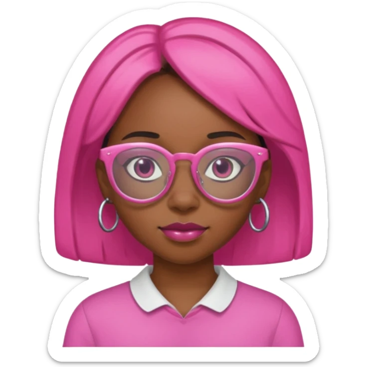 Black girl with pink glasses sticker