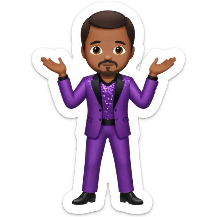 Berry Gordy with dark brown hair, dark brown sequin outfit  sticker