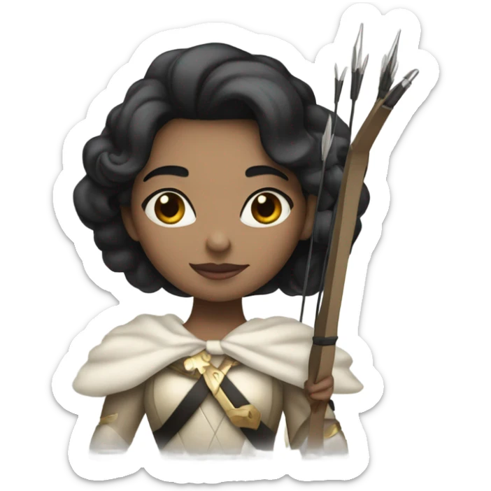 Clash royale the tower princess , white skin , black hair with bow and 3 arrows sticker