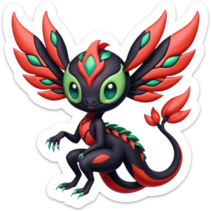 Colorful Exotic Meloetta-Yveltal-Virizion-Venom-Stitch-Fakémon-creature-hybrid sticker