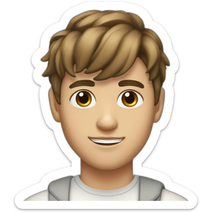 18 years old boy with brown eyes a hairs with modern mullet haircut and earring in left ear sticker