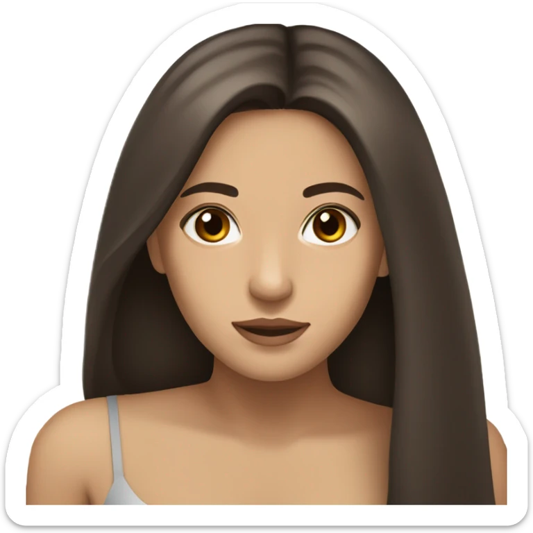 Beautiful Spanish girl brown eyes straight very long dark brown hair  sticker